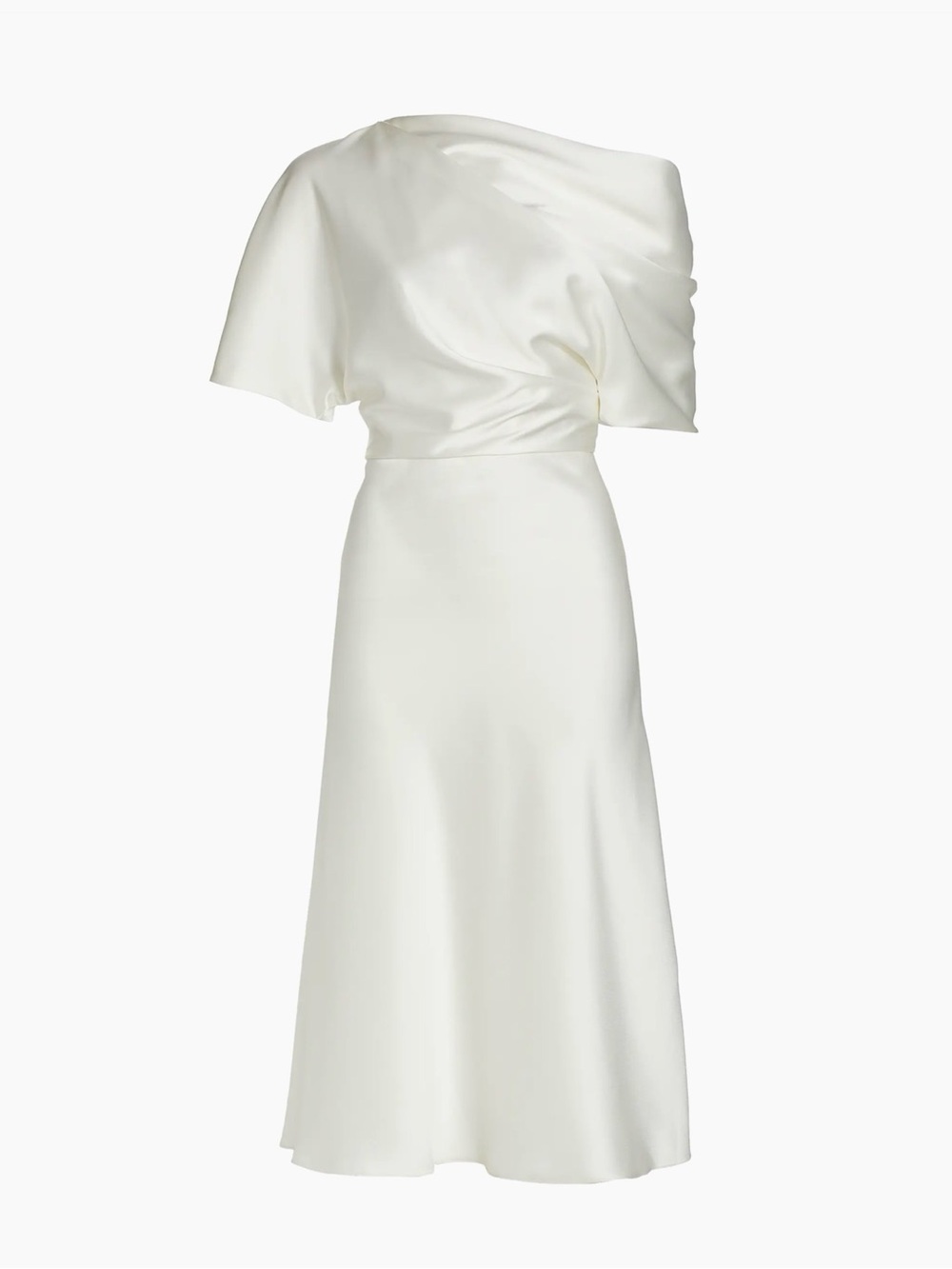 Amsale One-Shoulder Ivory Satin Gown